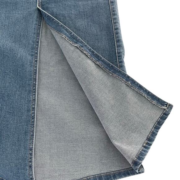 OAT New York Jean Skirt Womens 2/26 Blue Denim Maxi Front Slit Button Fly - Picture 3 of 9